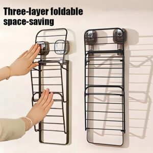 KINGFINGER Suction Cup Storage Organizer Rack, 1 Pack Bathroom Towel Rack, Wall-Mounted Shower Caddy Rack, Multi-Functional Foldable Holder Rack, Under Sink Organizer, Gift for Man and Woman