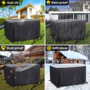 Patio Furniture Covers - 43.3x35.4x27.6 inch(LxWxH) 420D Waterproof Outdoor Furniture Cover, Windproof Coffee Table Cover with Adjustable Drawstring for Courtyard, Balcony and Terrace Furniture