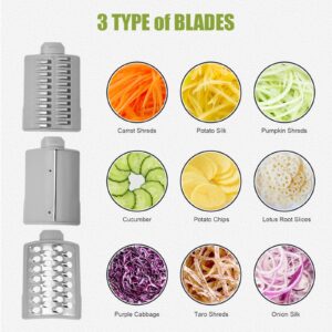 Aiwglenten Electronic Vegetable Slicer is Easy to Use and Flexible,Can be Carried 0utdoors, Has 3 Different Shapes of Blades, Electric Salad Machine Can be Used for Cheese, Fruit, Vegetables