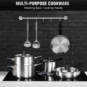 Stainless Steel Cookware Set, 14-Piece Pots and Pans Set, Kitchen Cooking Pan Set with Stay-Cool Handle, Non Toxic, Dishwasher Safe, Compatible with All Stovetops - Gas, Electric, Induction