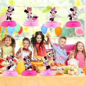 Minnie Birthday Party Supplies, 7Pcs Honeycomb Centerpieces for Mouse Party Decorations, Double Sided Table Decorations Centerpieces Party Favors