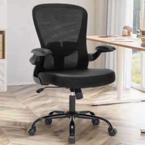 topbshodc office chair,ergonomic mesh desk office chair with lumbar support,pu leather compter chair with adjustable heigh,executive swivel rolling chair with flip up arm,black