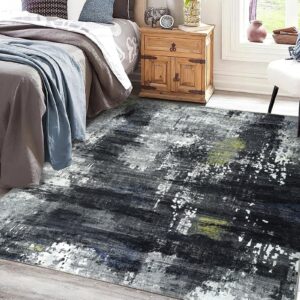 GarveeHome 8x10 Area Rugs for Living Room Ultra-Soft Non Slip Carpet Modern Abstract Throw Rugs Low Pile Non-Shedding Accent Rug Carpet for Bedroom Dining Room Playroom Nursery Home Office Black