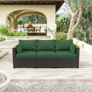 Kimunuk 8p Outdoor Cushion Slipcovers Outdoor Patio Cushions Covers Replacement Waterproof with Zipper for 3-Seat Outdoor Rattan Sofa Patio Furniture Cushion Covers Green, Covers Only