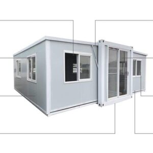 Generic 19x20ft portablePrefabricated Modular Home,Mobile Expendable Plastic prefab House for Hotel, Booth, Gaurd House, Office, Shop, Villa, Warehouse, Workshop (with Restroom)., Brown/White/gray