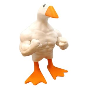 nyscure magnetic goose figurine for home decor - quirky muscular duck statue desk bookshelf living room ornament 6.3 inches