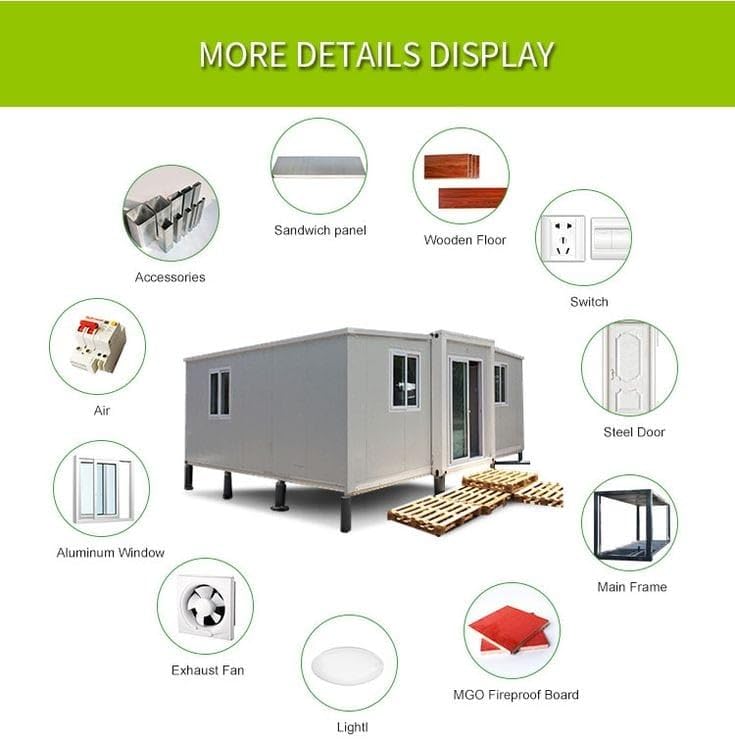 Generic 19x20ft portablePrefabricated Modular Home,Mobile Expendable Plastic prefab House for Hotel, Booth, Gaurd House, Office, Shop, Villa, Warehouse, Workshop (with Restroom)., Brown/White/gray