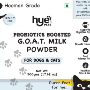 HYE FOODS Instant Goat's Milk with Probiotics - Best Natural Dog Food & Cat Food Supplement 17.62oz (500g)