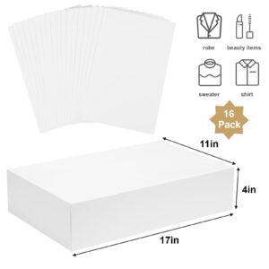 Moretoes 16pcs XLarge Gift Boxes with Lids for Presents, White Robe Boxes, Large Shirt Boxes Bulk for Wrapping Gifts, Christmas, Holidays, Birthdays, Graduations, Weddings (XLarge 17'' x 11'' x 4'')