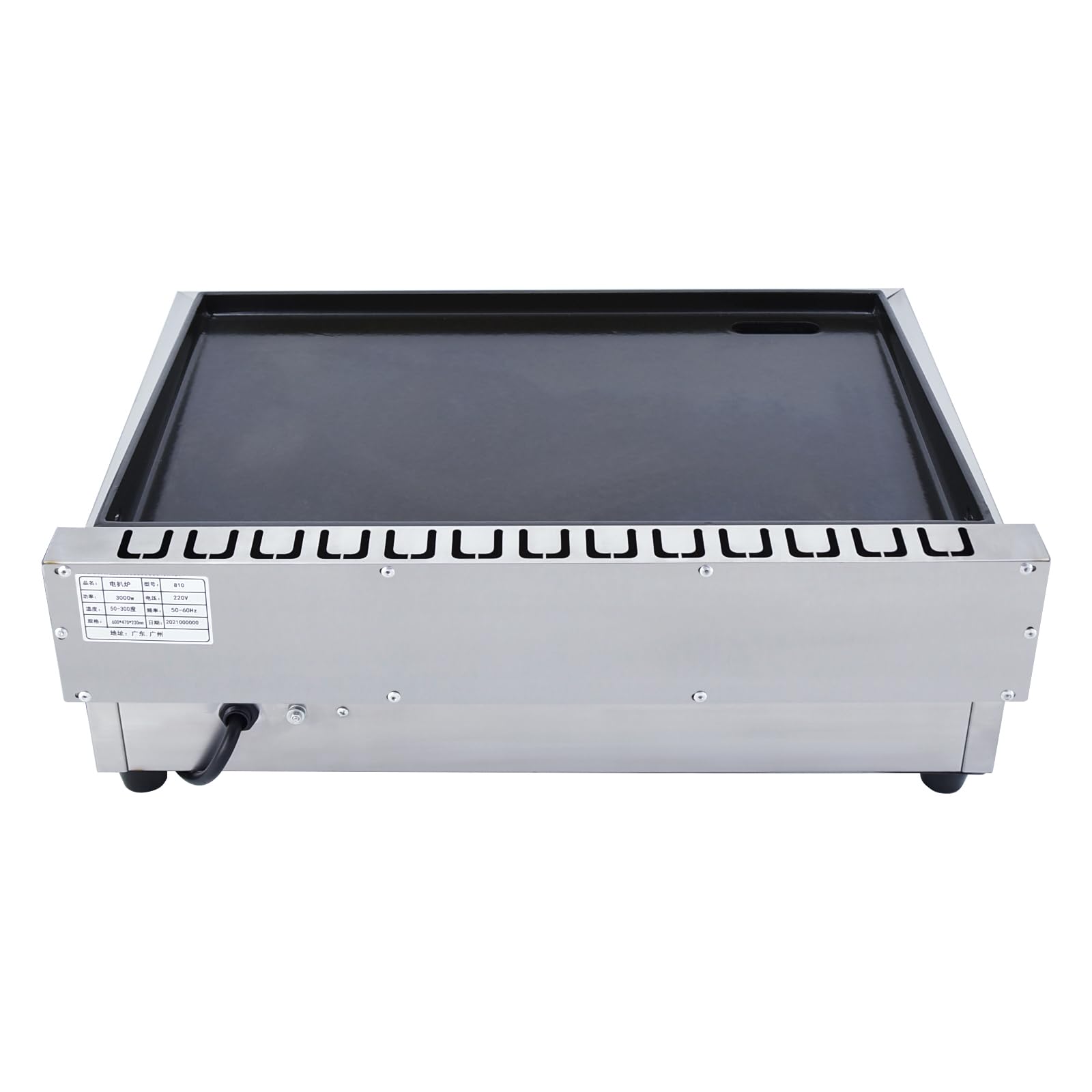 DULNICE Electric Griddle for Commercial Use - 3000W Enamel Cast Iron Cooking Plate with Temperature Control - Ideal for Restaurants and Commercial Kitchens