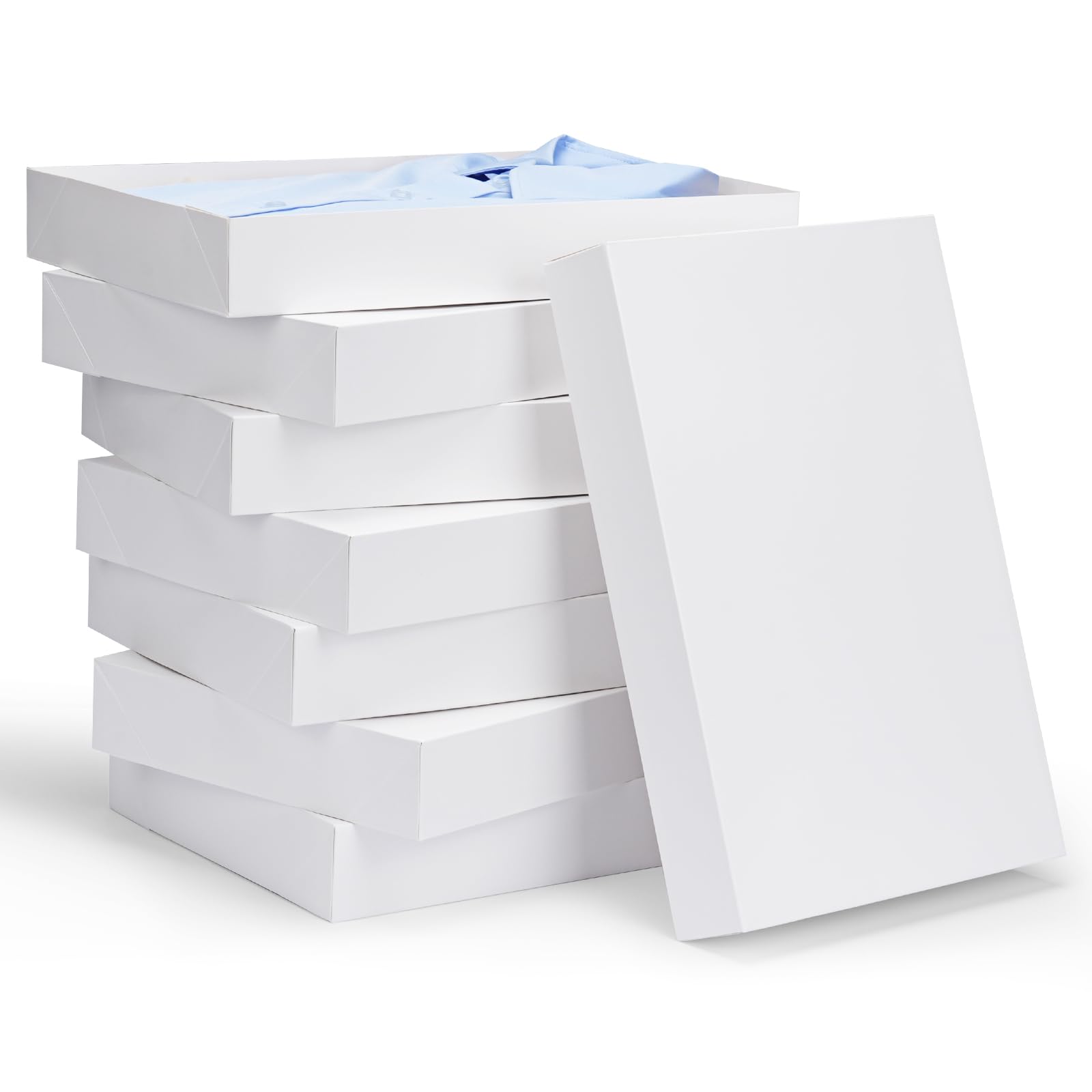 Moretoes 8pcs Gift Boxes with Lids for Presents, White Robe Boxes, Shirt Boxes Bulk for Wrapping Gifts, Christmas, Holidays, Birthdays, Father's Day, Graduations, Weddings (Large 14'' x 9.5'' x 2'')