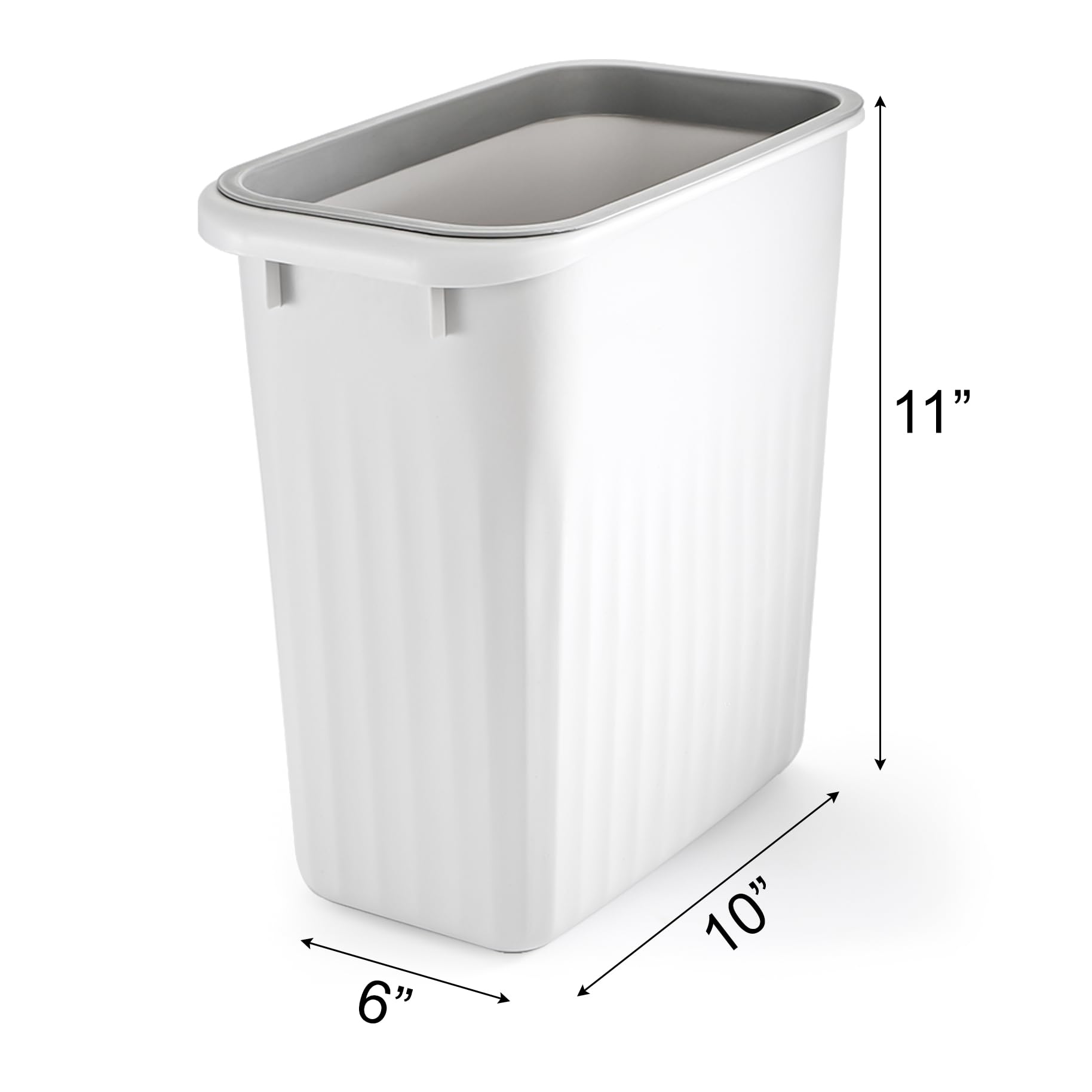 Elsjoy 4 Pack 2 Gallon Plastic Trash Can, Slim Waste Basket Bathroom Small Garbage Can, Rectangular Trash Bin for Office, Kitchen, Bedroom