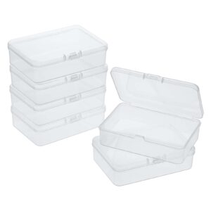 4 pcs mini plastic storage containers box with lid, small beads storage containers travel case 4.5x3.3x1.1 inch clear rectangle box organizer for collecting small items, beads, jewelry, cards, crafts