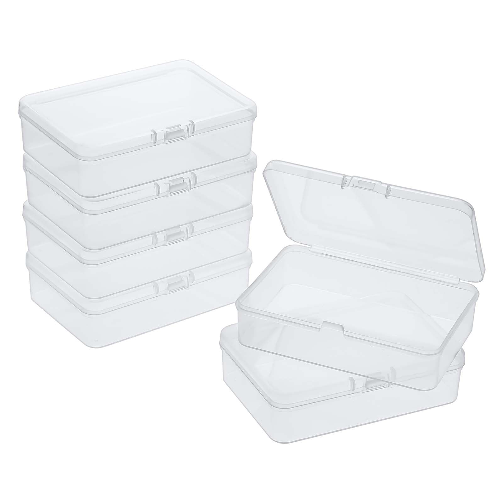 4 Pcs Mini Plastic Storage Containers Box with Lid, Small Beads Storage Containers Travel Case 4.5x3.3x1.1 Inch Clear Rectangle Box Organizer for Collecting Small Items, Beads, Jewelry, Cards, Crafts