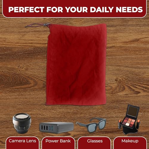 Adult Game Toy Storage Bags - 5 PCs Red 15.7x11.8 Inch Microfiber Drawstring Pouches - Travel Friendly Adjustable Toy Organizer Foldable Ditty Underwear Bag Sunglasses Case