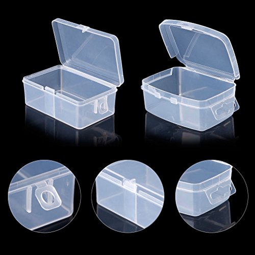 Happyaer Storage Box Rectangular Plastic Transparent Storage Box Jewelry Beads Container Organizer