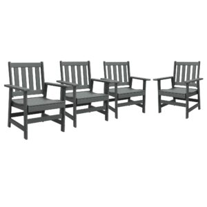 vicllax patio dining chairs set of 4, hdpe weather resistant balcony chairs adirondack furniture fit for front porch, deck, backyard, grey