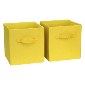 11x11 collapsible storage bins, cubby storage boxes with handles for organizing shelf closet, home decor, 2 pack, yellow