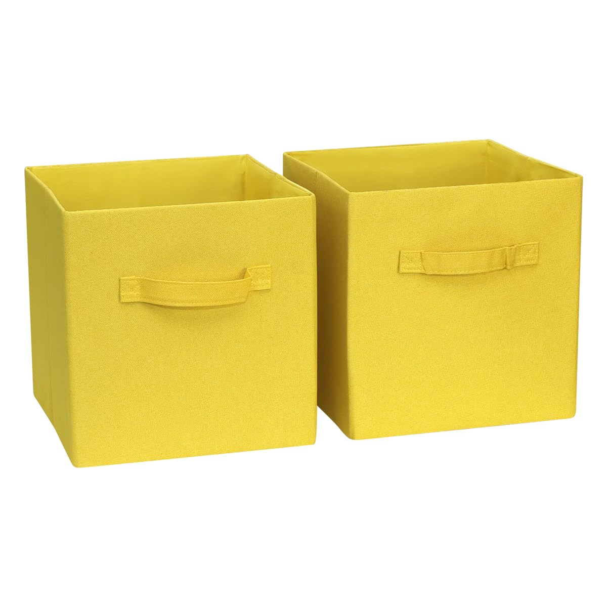 11x11 Collapsible Storage Bins, Cubby Storage Boxes with Handles for Organizing Shelf Closet, Home Decor, 2 Pack, Yellow