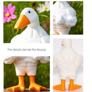 NYSCURE Magnetic Goose Figurine for Home Decor - Quirky Muscular Duck Statue Desk Bookshelf Living Room Ornament 6.3 Inches