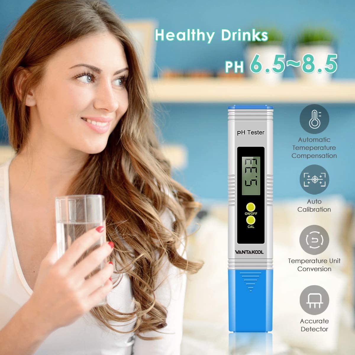 PH Meter, Digital PH Meter, PH Meter for Water, PH Tester 0.01 PH High Accuracy Water Quality Tester with 0-14 PH Measurement Range, PH Meter for Household Drinking Water, Aquarium, Swimming Pool, Spa