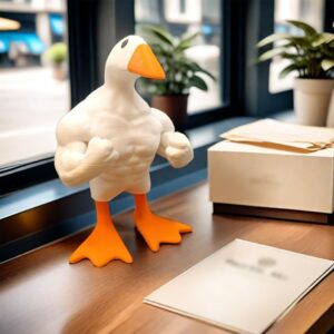 NYSCURE Magnetic Goose Figurine for Home Decor - Quirky Muscular Duck Statue Desk Bookshelf Living Room Ornament 6.3 Inches