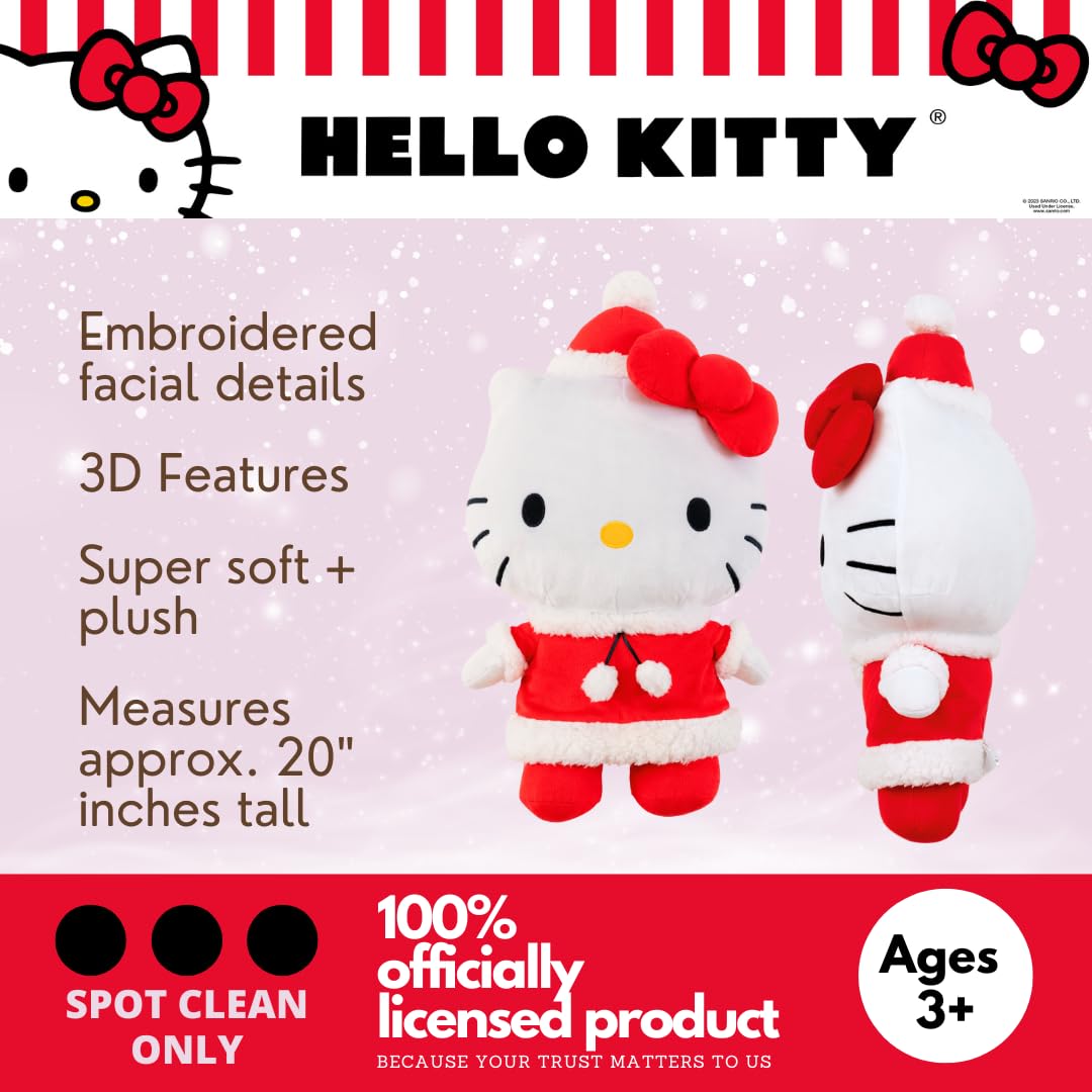 Franco Hello Kitty Santa Holiday & Christmas Bedding Super Soft Plush Cuddle Pillow Buddy, (Officially Licensed Product)