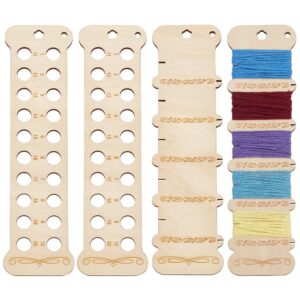 benecreat 4pcs 2 sizes wooden embroidery floss organizer, 22-holes with numbers winding plate board card rectangle thread project cards for diy sewing cross stitch storage thread