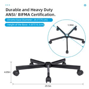 XSZD Generic Home Office Swivel Chair Base – Durable, Steady and Easy Installation – Perfect for Criss Cross and Cross Legged Chairs with Replacement Casters (Black,Base+Wheel)