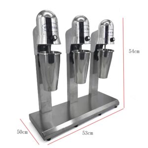 Milkshake Mixer, Commercial Stainless Steel Milk Shaking Machine, 3-Head Milkshake Mixer with 3 x 800 ML Stainless Steel Cups & 3 PC Cups, Electric Milkshake Maker Machine for Commercial and Home