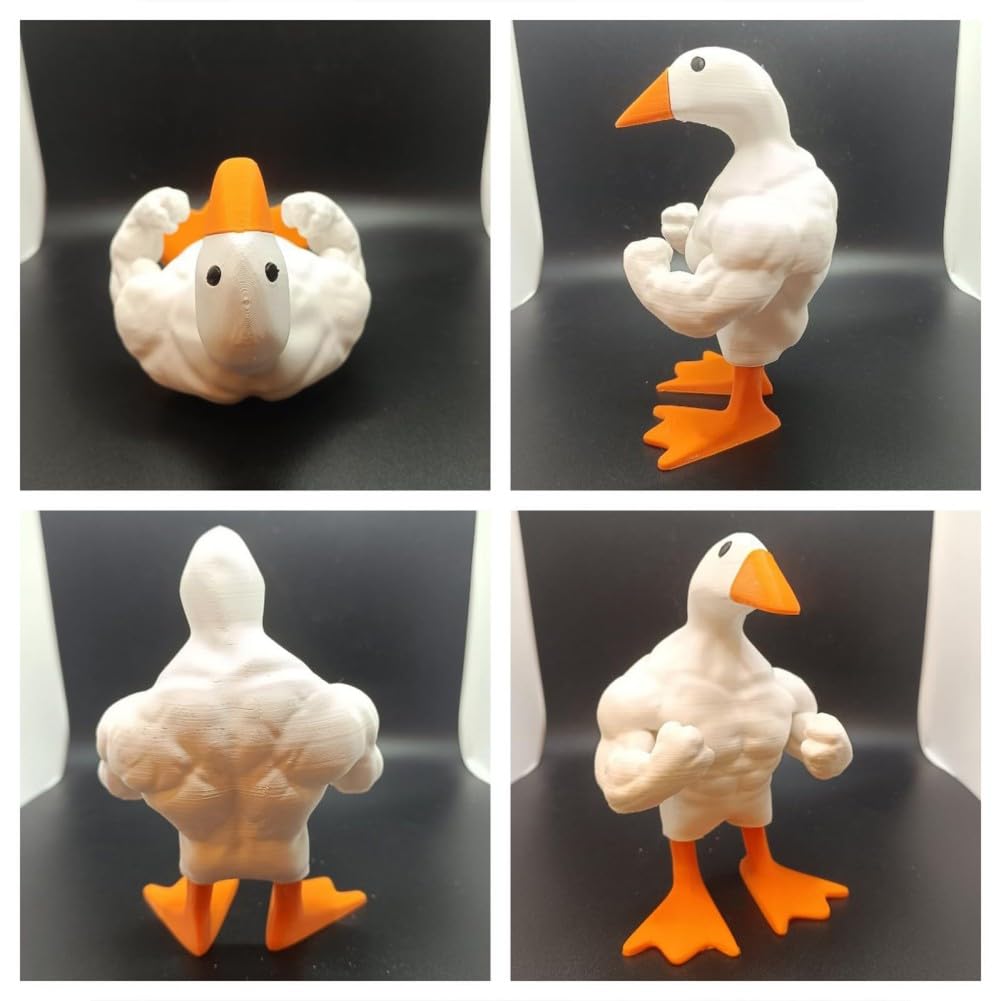 NYSCURE Magnetic Goose Figurine for Home Decor - Quirky Muscular Duck Statue Desk Bookshelf Living Room Ornament 6.3 Inches