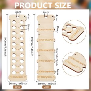 BENECREAT 4pcs 2 Sizes Wooden Embroidery Floss Organizer, 22-Holes with Numbers Winding Plate Board Card Rectangle Thread Project Cards for DIY Sewing Cross Stitch Storage Thread