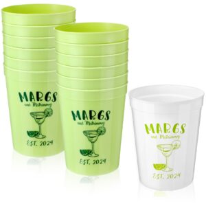 skyley 12 pcs margs and matrimony bachelorette party plastic cup 16oz margarita bridesmaid cup cocktail wine themed reusable bachlorette cup bridal shower wedding cinco de mayo decoration supplies