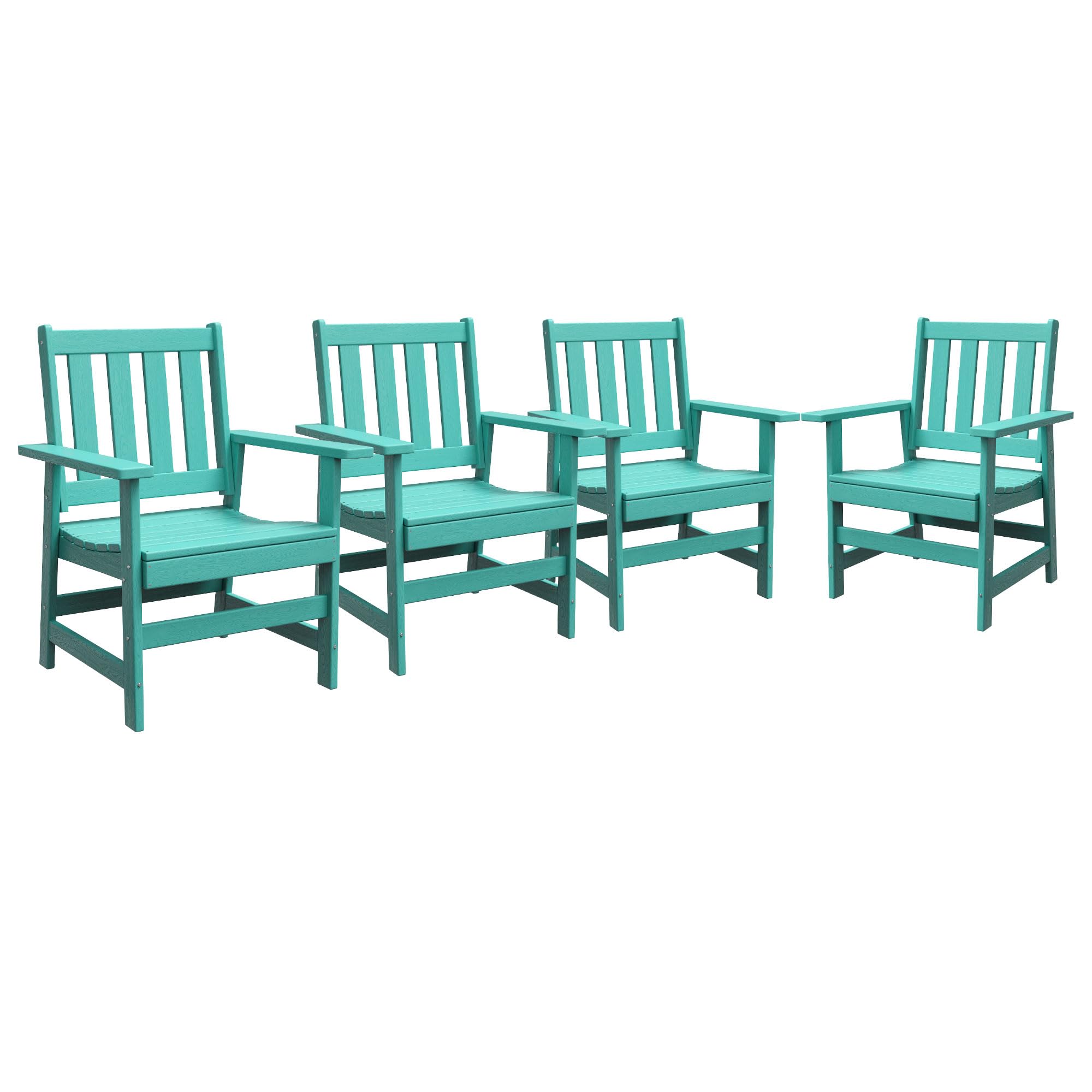 VICLLAX Patio Dining Chairs Set of 4, HDPE Weather Resistant Balcony Chairs Adirondack Furniture Fit for Front Porch, Deck, Backyard, Aruba