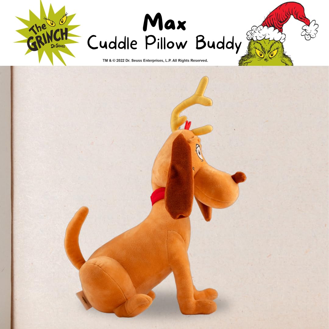 Franco Dr. Seuss The Grinch Max Dog Holiday & Christmas Bedding Super Soft Plush Cuddle Pillow Buddy, (Officially Licensed Product)