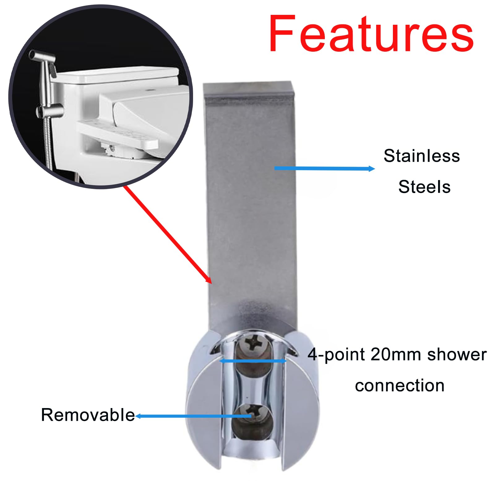 Toilet Bidet Sprayer Holder,Toilet Bidet Sprayer,Diaper Sprayer Holder, Universal Bidet Attachment Holder,Stainless Steel Holder for Hand Shower Toilet Bidet Sprayer