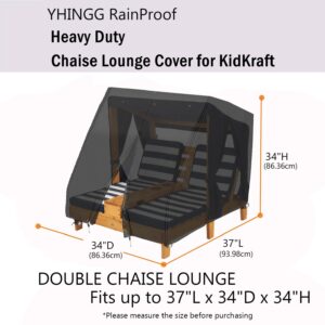 YHINGG Chaise Lounge Chair Cover for KidKraft Wooden Outdoor Double Chaise Lounge 840D Waterproof Patio Furniture Covers