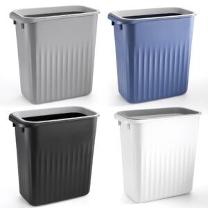 elsjoy 4 pack 2 gallon plastic trash can, slim waste basket bathroom small garbage can, rectangular trash bin for office, kitchen, bedroom