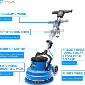 Prolux Core Heavy Duty Single Pad Commercial Polisher, Floor Buffer Machine, Scrubber, 15 Inch Commercial Duty w/ Hard Brush Only