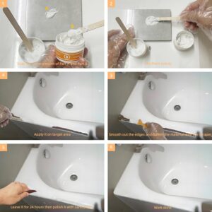 CTUYSY Porcelain Sink Repair kit White, Enamel, Porcelain, Fiberglass, Ceramic Sink, Tub Tile Toilet Shower Kit,Porcelain Sink and Acrylic Bathtub Repair Kit for Cracks Chips Dents Holes