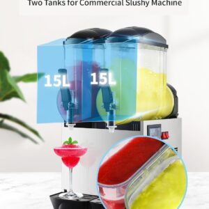 Commercial Slushy Machine, 30L Margarita Machine, Slush Frozen Drink Maker with Automatic Cleaning, Stainless Steel Margarita Smoothie Slushie Machine for Restaurant Bar Party