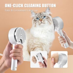 Cloud Care Cat Brush for Indoor Cat Steam Brush for Shedding Spritz Defur Comb for Cats Steam Cat Brush for Long Short Hair Cat Dog Pet Steam Brush for Cats Massage Grooming Self-Cleaning (White)