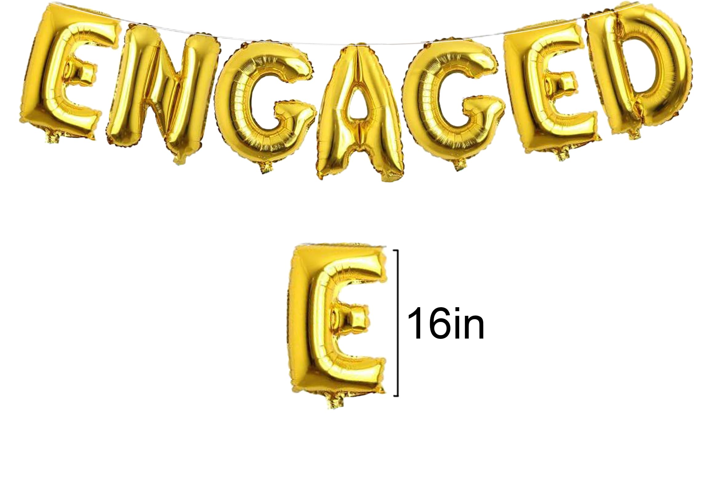 Gold 16INCH Engaged Party Balloon Engagement Golden Aluminum Foil Letters Balloons for Woman Girls Bridal Shower Party Engagement Decorations Party Supplies