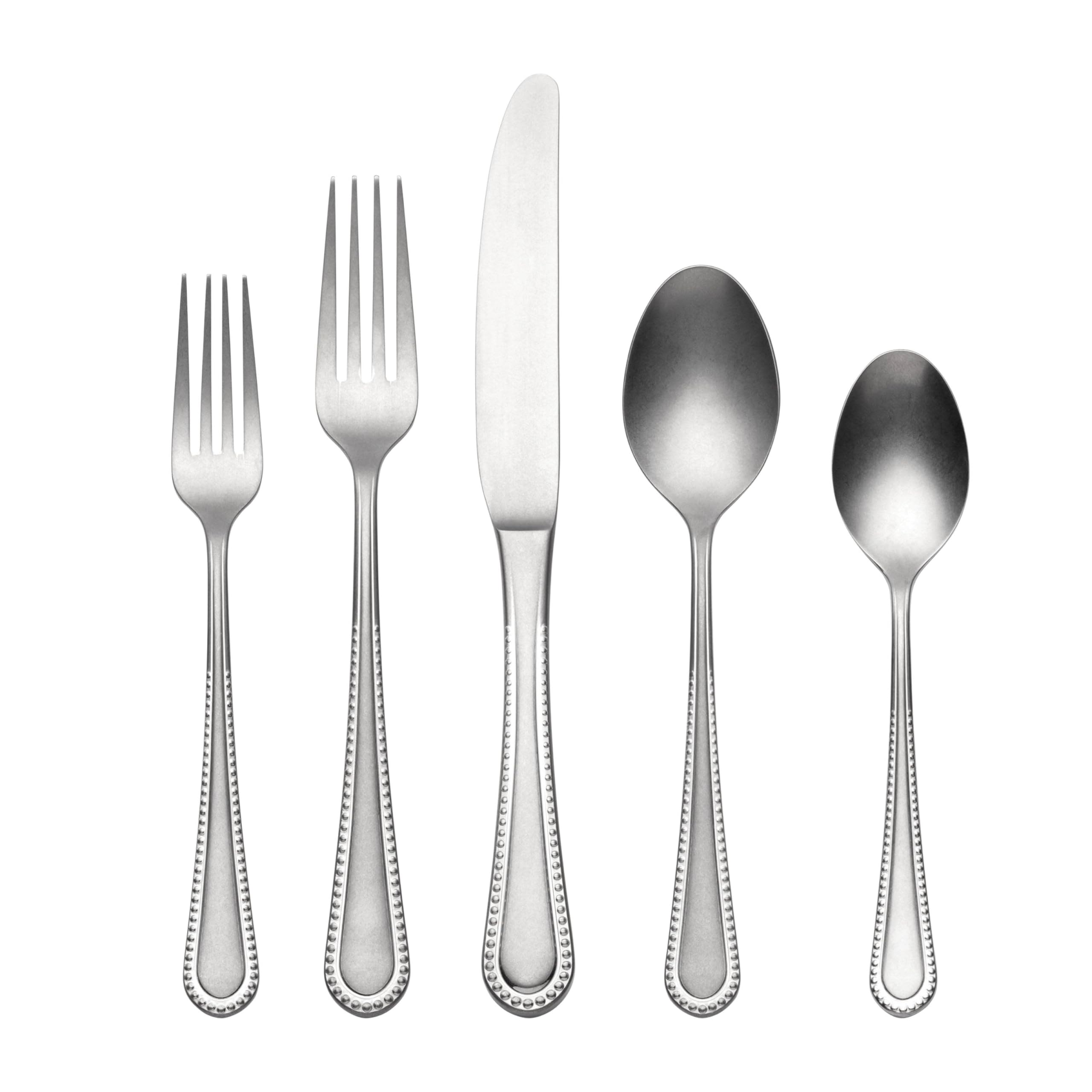 Oneida Hartwell Vintage Tumbled Piece Flatware Set, 42 Count, Metallic