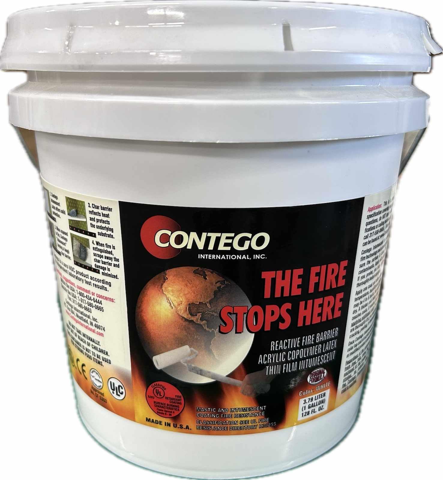 Contego Original Formula Intumescent Fire Resistant Coating (1 gallon) for Homes, Garages, Nurseries, Bedrooms & Kitchens. No VOCs. Restricts Fire Movement, Reduces Smoke