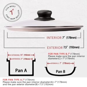 CORYTAO 7 Inch Pan Lid Tempered Glass Pot Lid - Oven Safe Replacement Glass Lid for Frying Pan Wok Pot Skillet