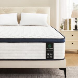 amztree hybrid mattress king 14 inch mattress king size - memory foam & pocket springs, pressure relief, medium firm comfort, motion isolation, ideal for all sleep positions, certipur-us certified