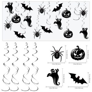 32Pcs Halloween Hanging Swirl Decorations, Halloween Party Decorations with Black Spider Pumpkin Sign Swirls for Home Indoor Outdoor Party Office Decor Supplies