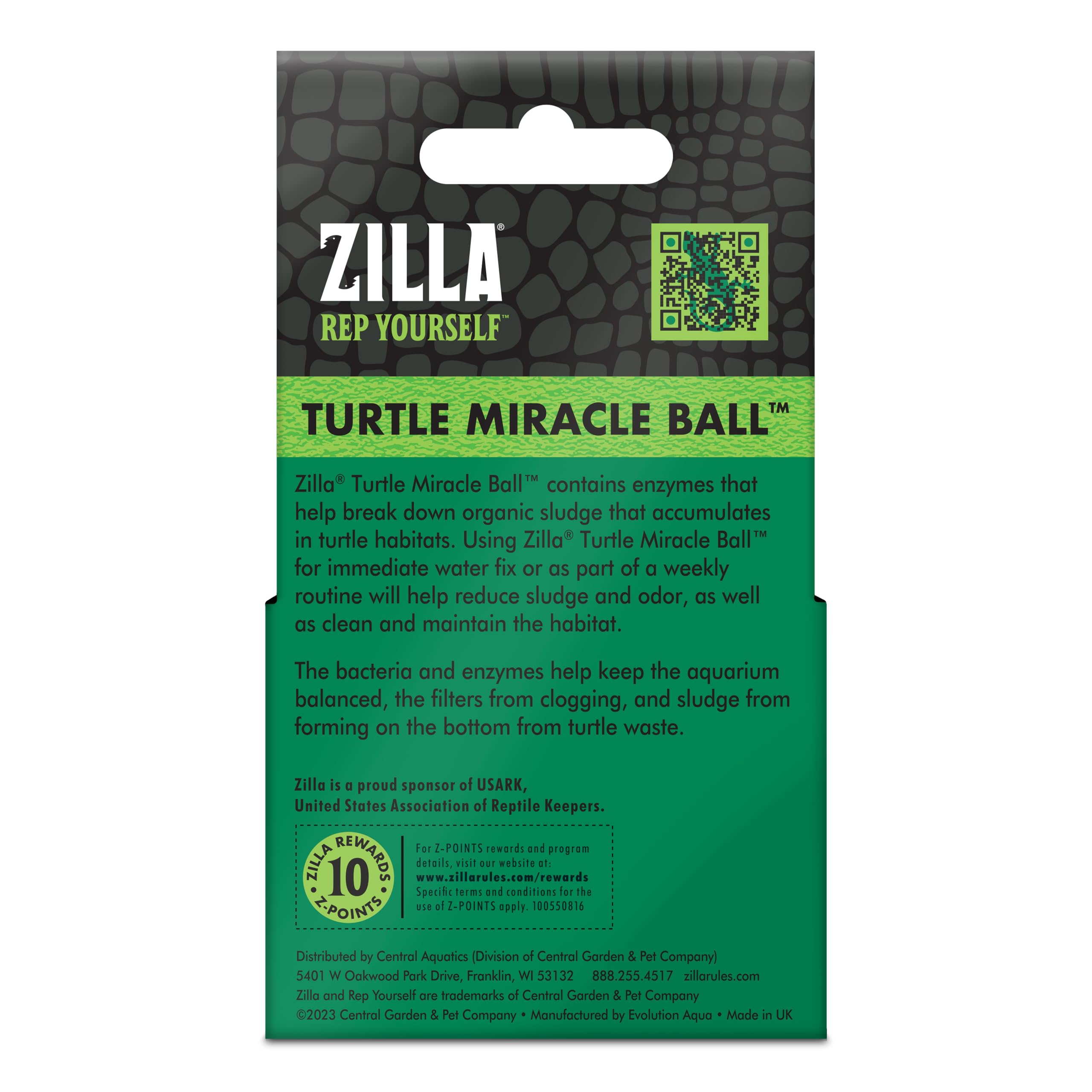 Zilla Pet Turtle Miracle Ball, Odor and Sludge Remover, for Cleaner and Healthier Turtle Habitats and Aquariums, Treats up to 50 Gallons