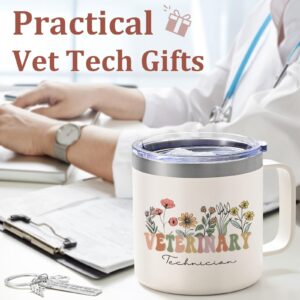 Lifecapido Vet Tech Gifts, Veterinarian Gifts, Veterinary Technician 14oz Coffee Mug with Keychain, Vet Tech Week Gifts Christmas Gifts Birthday Gifts for Veterinarian Veterinary Technologists, Creamy